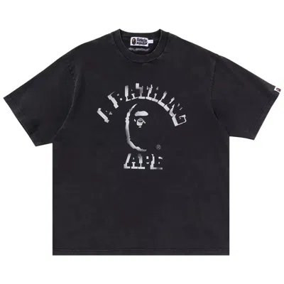Pre-owned Bape Garment Dye Spray Print College Relaxed Fit Tee 'black' | Men's Size Xxxl