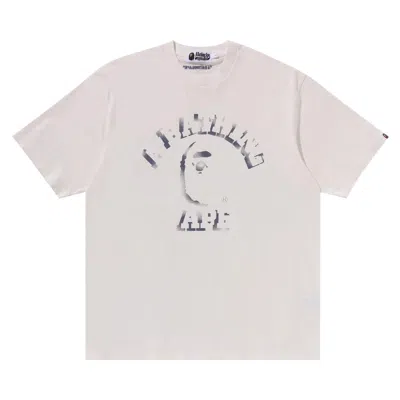 Pre-owned Bape Garment Dye Spray Print College Relaxed Fit Tee 'ivory' | Cream | Men's Size M