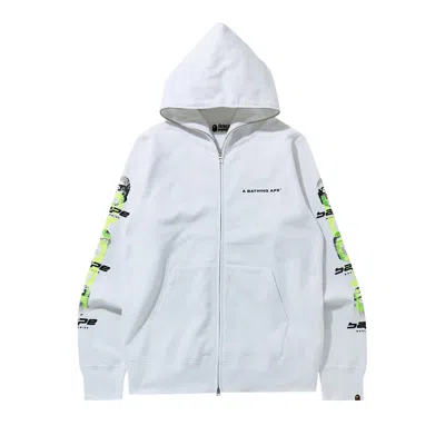 Pre-owned Bape Ghost Full Zip Hoodie 'white' | Men's Size Xl