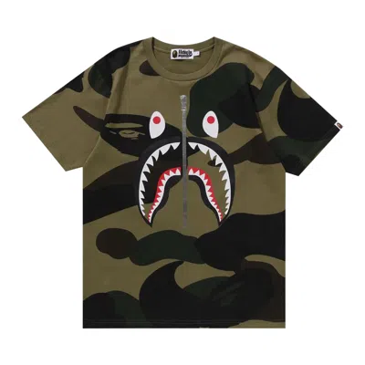 Pre-owned Bape Giant 1st Camo Shark Tee 'green' | Men's Size M