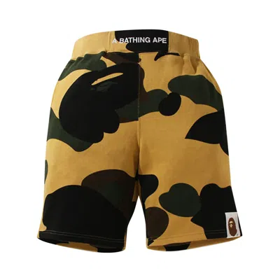 Pre-owned Bape Giant 1st Camo Wide Fit Sweat Shorts 'yellow' | Men's Size M