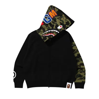 Pre-owned Bape Giant Shark Full Zip Hoodie 'black'