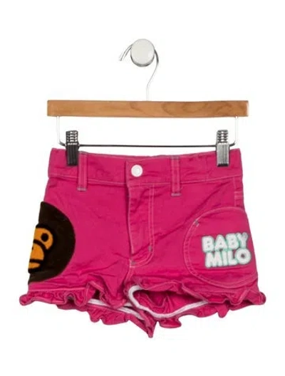 Pre-owned Bape Kids' Girls' Baby Milo Frill Shorts In Pink