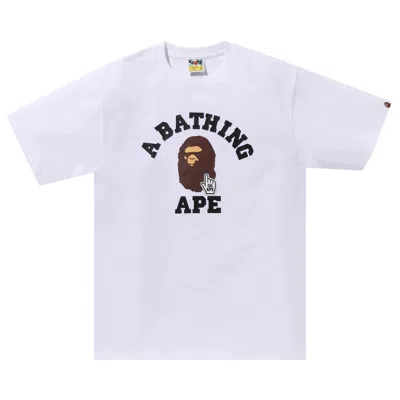Pre-owned Bape Go Ape Pointer College Tee 'white' | Men's Size Xxl