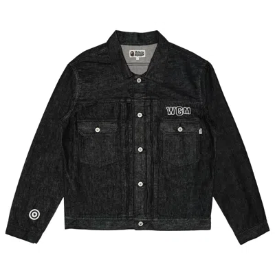 Pre-owned Bape Goat Exclusive  Pearl Shark Denim Jacket Type-02 'black' | Men's Size M