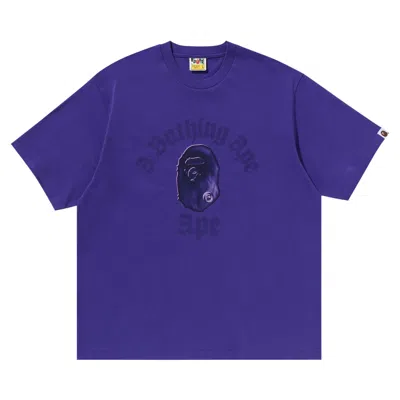 Pre-owned Bape Gothic College Relaxed Fit Tee 'purple'