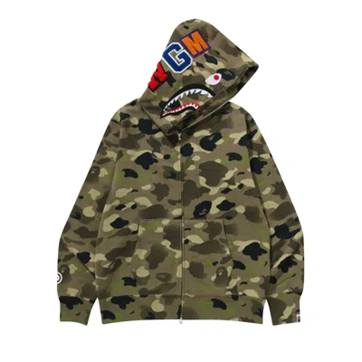 Pre-owned Bape Gradation Camo Shark Full Zip Hoodie 'olive Drab' | Green | Men's Size M
