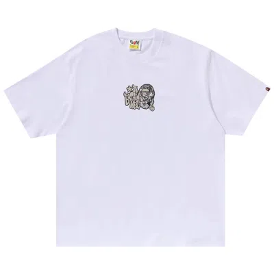 Pre-owned Bape Graffiti Ape Head Relaxed Fit Tee 'white'