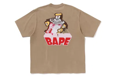 Pre-owned Bape Graffiti  Logo Relaxed Fit Tee Beige
