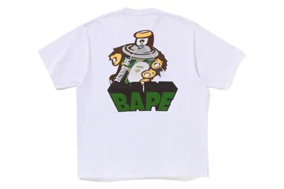 Pre-owned Bape Graffiti  Logo Relaxed Fit Tee White
