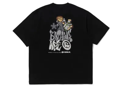 Pre-owned Bape Graffiti  Relaxed Fit Tee Shirt In Black