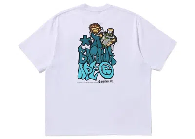 Pre-owned Bape Graffiti  Relaxed Fit Tee Shirt In White