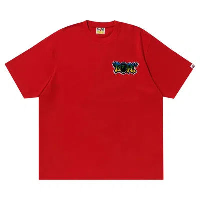 Pre-owned Bape Graffiti Brush Applique Tee 'red' | Men's Size Xl