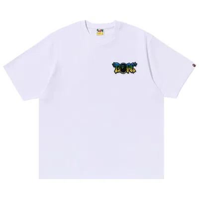 Pre-owned Bape Graffiti Brush Applique Tee 'white' | Men's Size Xl