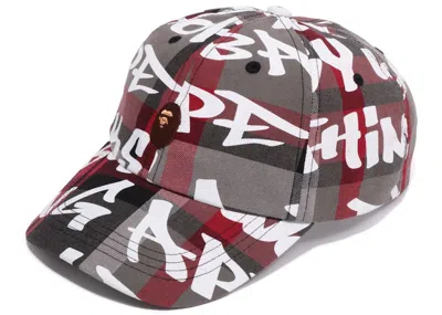 Pre-owned Bape Graffiti Check Panel Cap In Black
