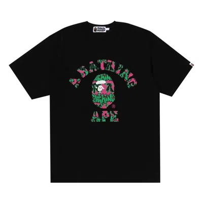 Pre-owned Bape Graffiti Pattern College Tee 'black' | Men's Size Xl