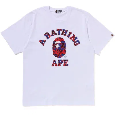 Bape Graffiti Pattern College Tee Mens In White