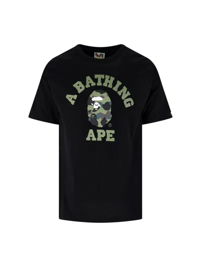 Bape Graphic Cotton T-shirt In Black