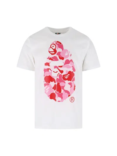Bape Graphic Logo T-shirt In 100% Cotton For Men In White