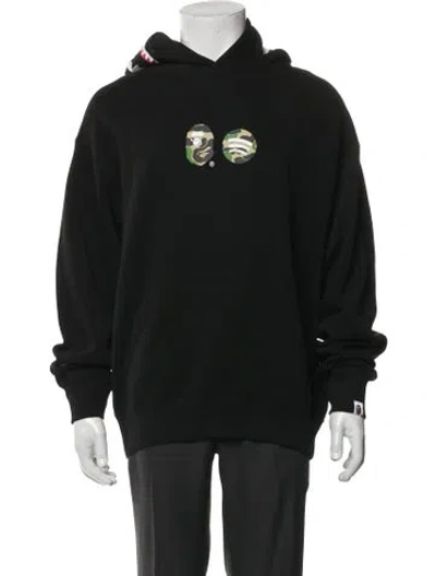 Pre-owned Bape Graphic Print Crew Neck Hoodie In Black