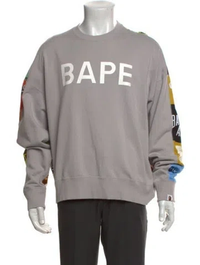 Pre-owned Bape Graphic Print Crew Neck Sweatshirt In Grey