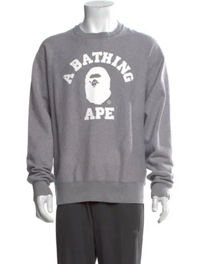 Pre-owned Bape Graphic Print Crew Neck Sweatshirt In Grey