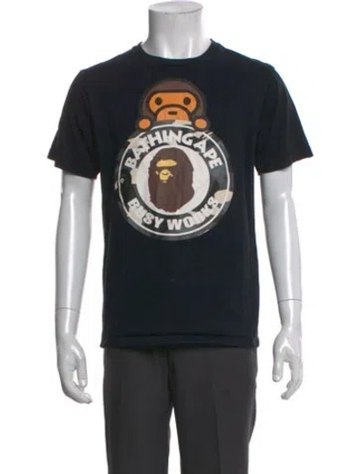 Pre-owned Bape Graphic Print Crew Neck T-shirt In Black