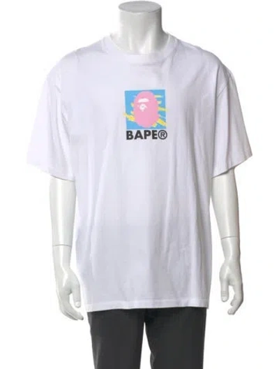 Pre-owned Bape Graphic Print Crew Neck T-shirt In White