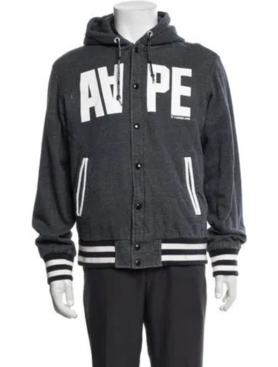 Pre-owned Bape Graphic Print Jacket In Black/blue