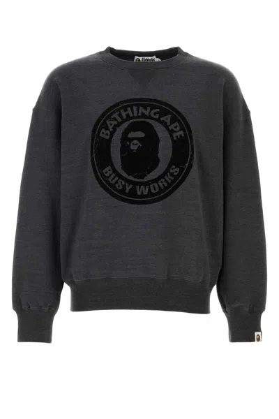 Bape Graphite Cotton Oversized Sweatshirt In Grey