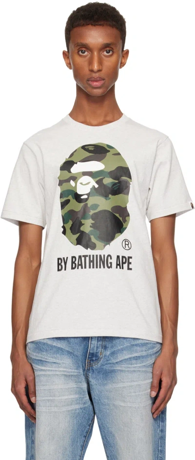 Bape Gray 1st Camo 'by Bathing Ape' T-shirt In Gray X Green