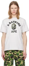Bape Gray 1st Camo College T-shirt In Gray X Green