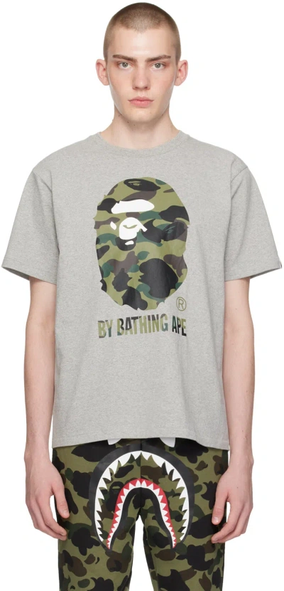 Bape Grey 1st Camo T-shirt In Grey X Green