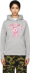 Bape Gray Abc Camo College Pullover Hoodie In Gray