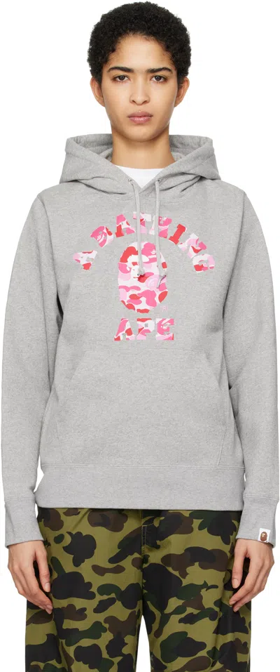 Bape Gray Abc Camo College Pullover Hoodie