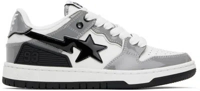 Bape Gray & White Sk8 Sta #2 Sneakers In Black