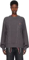 Bape Gray Ape Head One Point Sweater In Gray