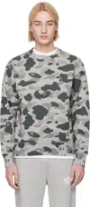 Bape Gray Camo Ape Head One Point Crewneck Sweatshirt In Gray