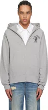 Bape Gray Over Print Full Zip Hoodie In Gray