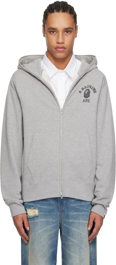 Bape Gray Over Print Full Zip Hoodie