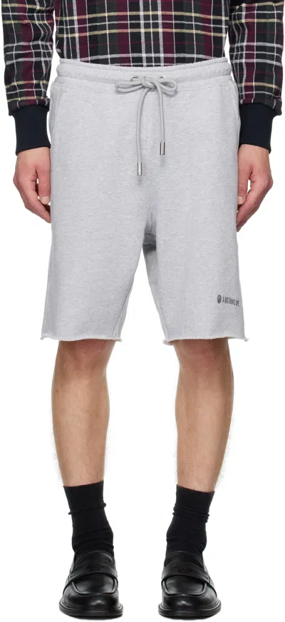 Bape Gray Raw Edge Sweat Shorts