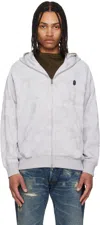 Bape Gray Solid Camo Jacquard One Point Zip Hoodie In Gra-gray