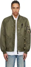 Bape Green 1st Camo Bomber Jacket In Olive Drab