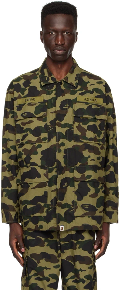 Bape Green 1st Camo Military Shirt