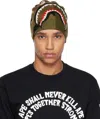 Bape Green 1st Shark Knit Beanie In Old-olive Drab