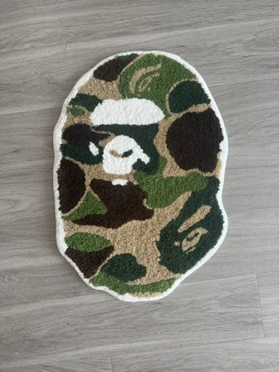 Pre-owned Bape Green Abc Camo Ape Head Rug