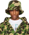 Bape Green Abc Camo Boa Fleece Bucket Hat In Green