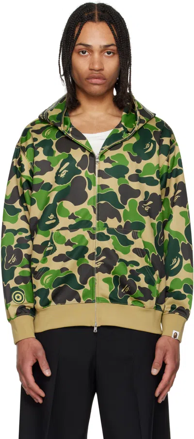 Bape Green Abc Camo Shark Full Zip Hoodie In Grn-green