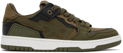 Bape Green & Brown Sk8 Sta #6 M1 Trainers In Olive Drab