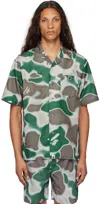 Bape Green & Gray Liquid Camo One Point Shirt In Olive Drab